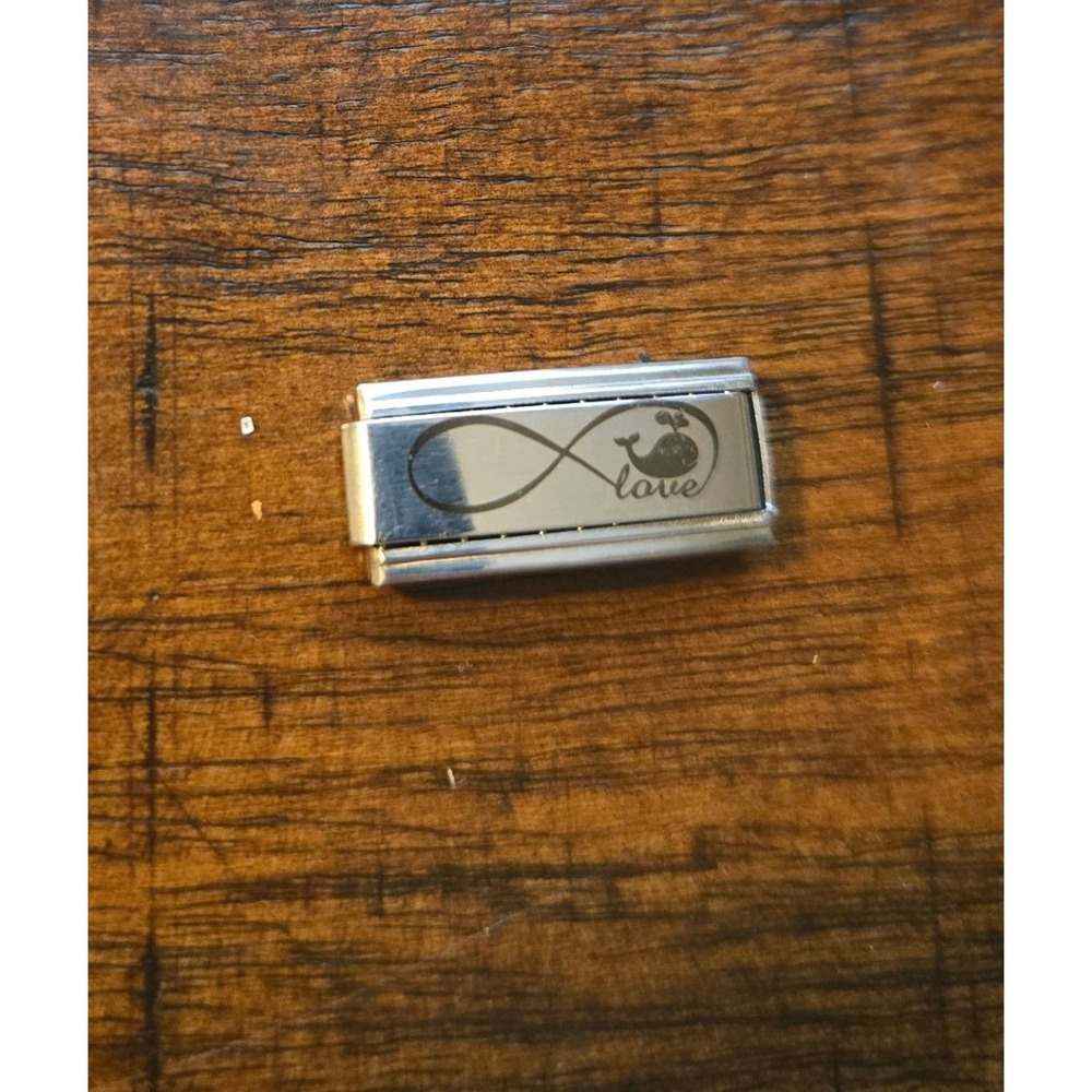 Infinity Whale Love Italian Charm Link Stainless Steel 9mm Silver Tone Y2K Retro